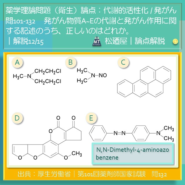 松廼屋｜論点解説　薬剤師国家試験対策ノート問101-132【衛生】論点：代謝的活性化 / 発がん5