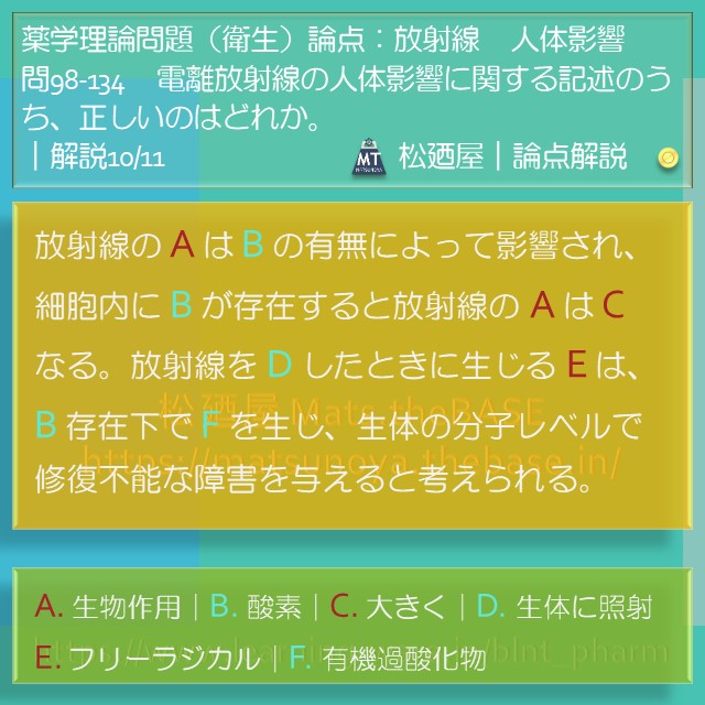 松廼屋｜論点解説　薬剤師国家試験対策ノート問98-134【衛生】論点：放射線 / 人体影響3