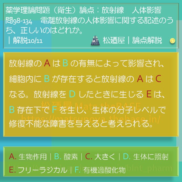 松廼屋｜論点解説　薬剤師国家試験対策ノート問98-134【衛生】論点：放射線 / 人体影響3