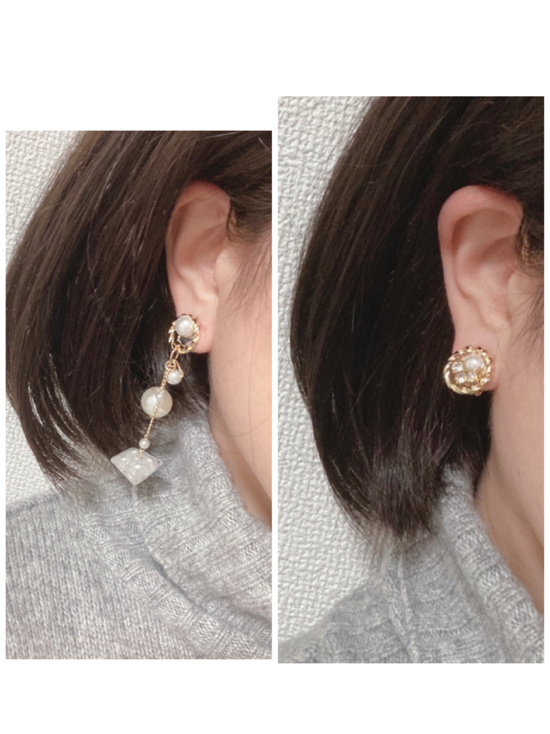 プレゼント/☆ビジューパールピアス/☆パールぶら下がりピアス