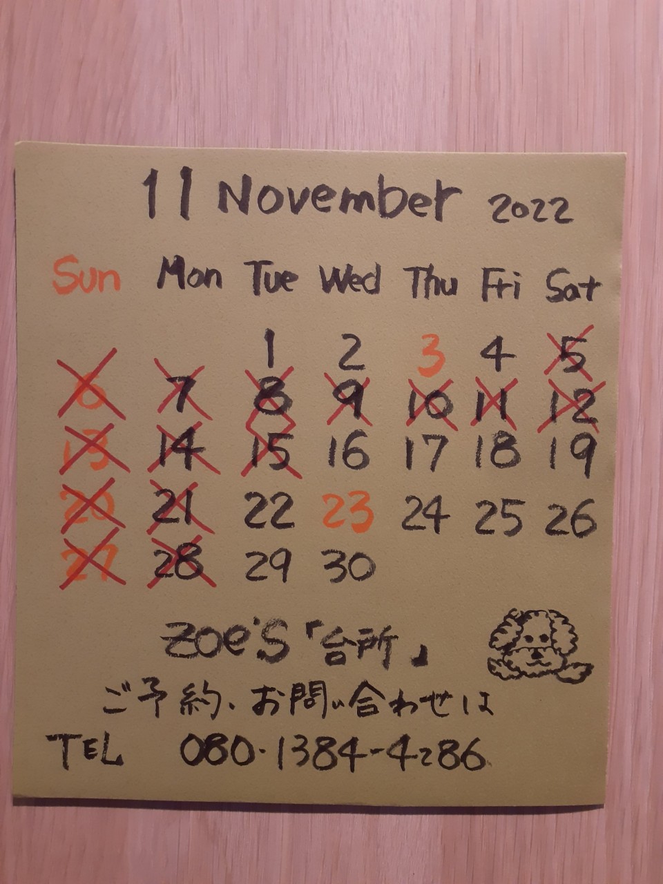 11月定休日