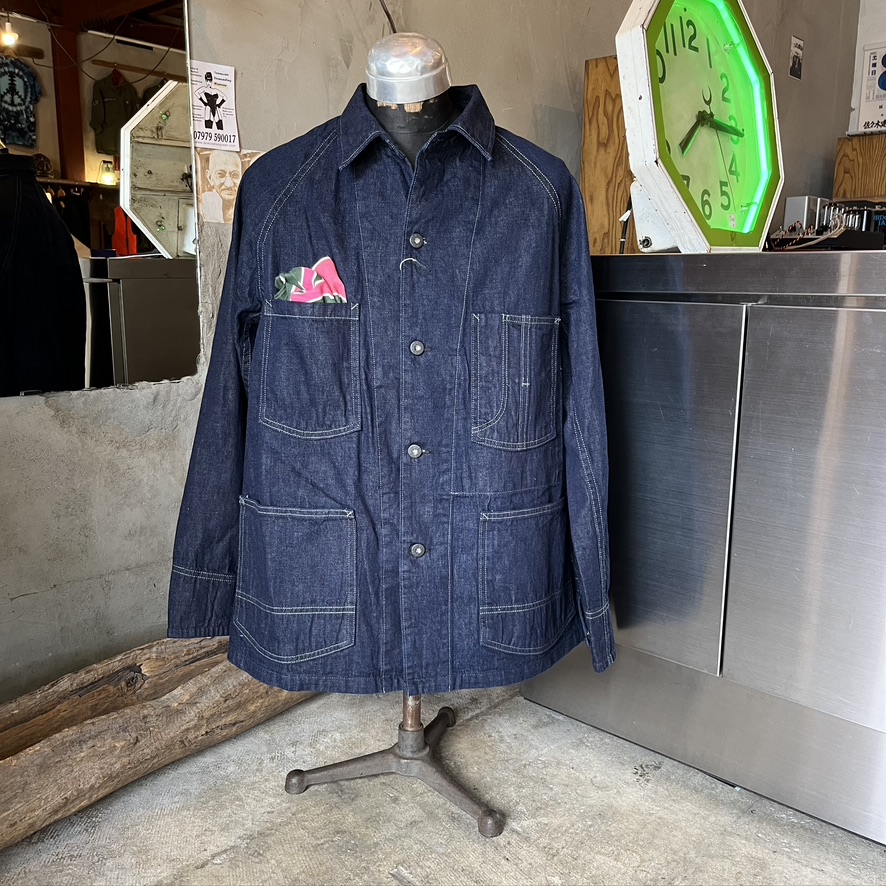 BLUE BLUE : JK101セルビッチライトデニム ラグランスリーブ カバーオール
