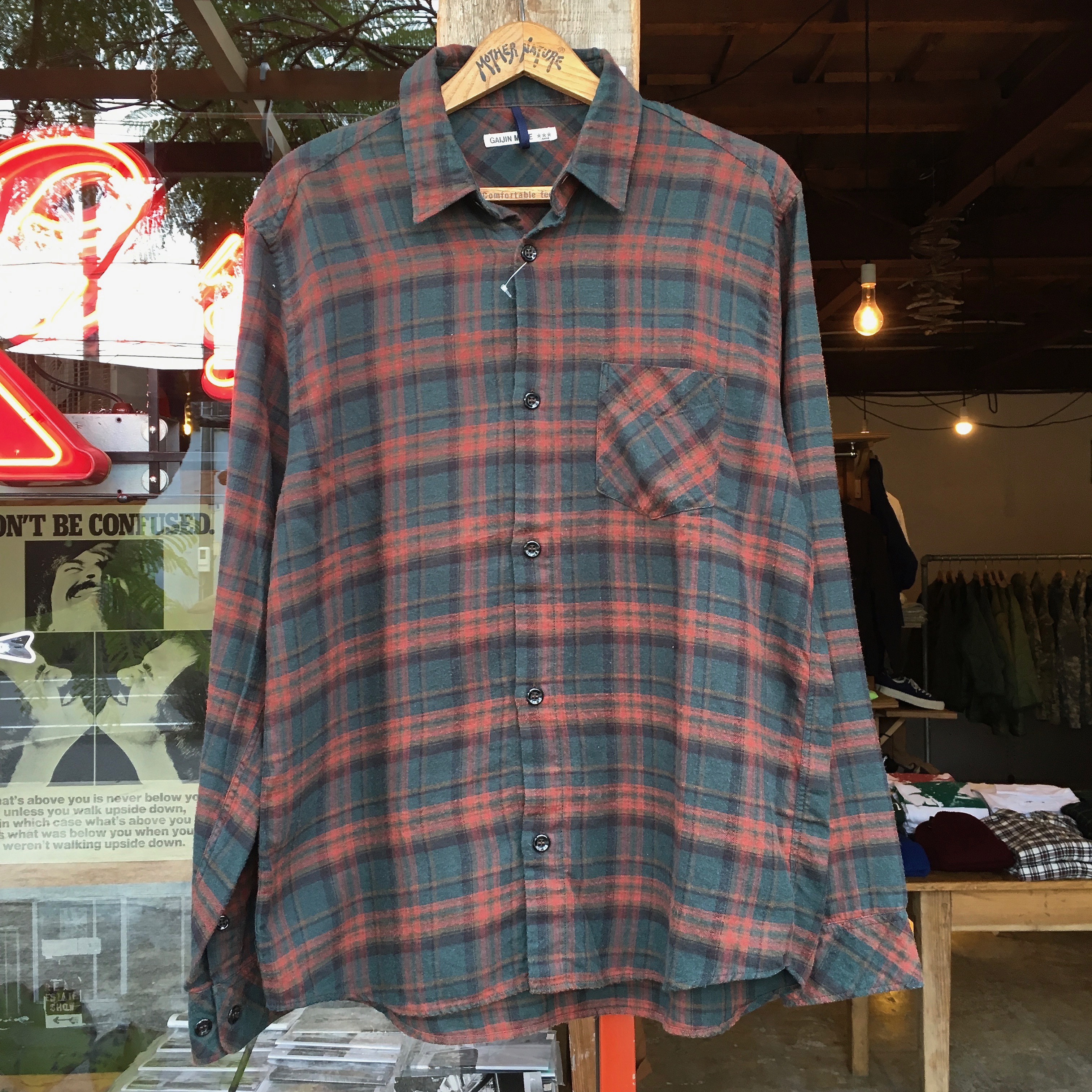 GAIJIN MADE : GN647 DARK CHECK FLANNEL SHIRT