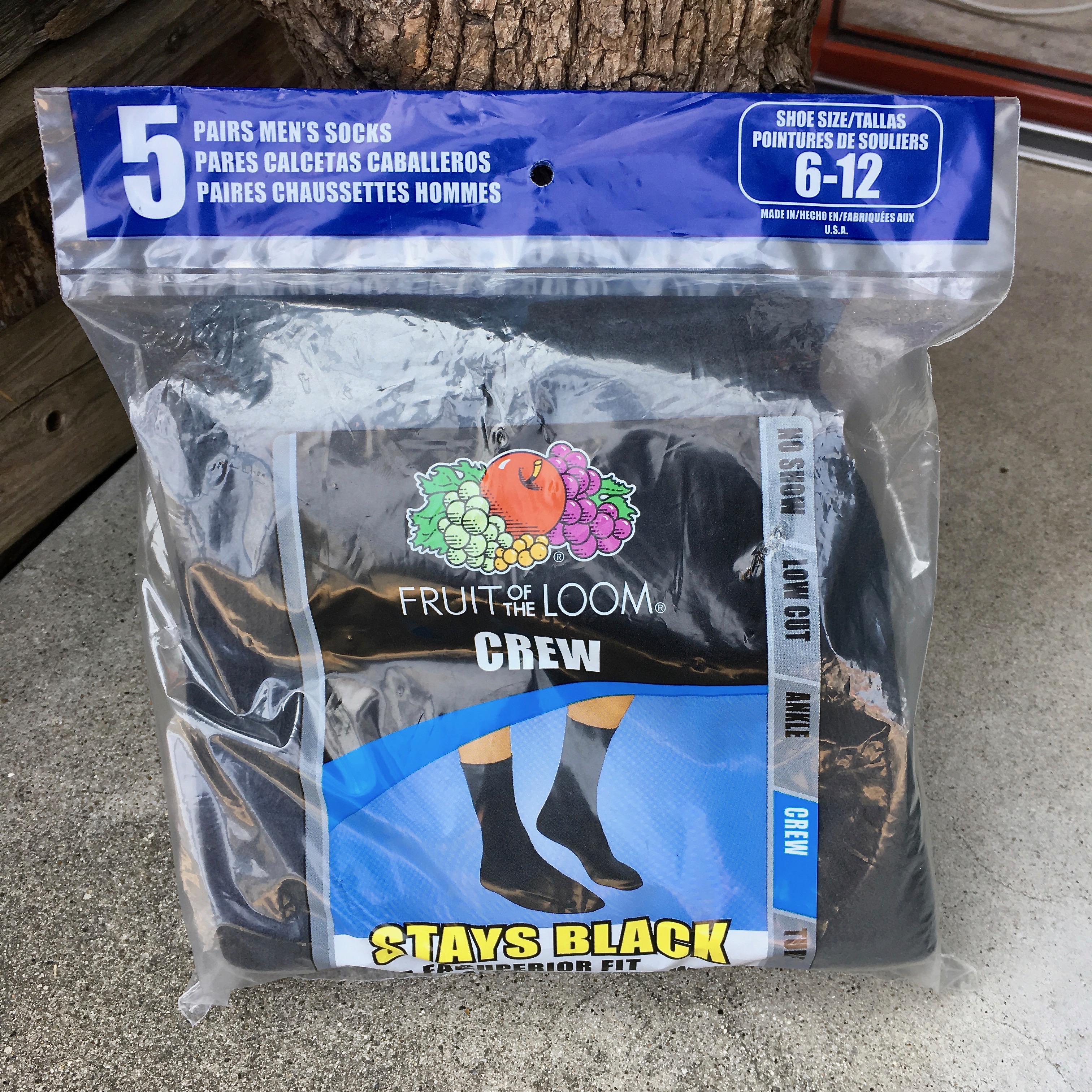 FRUIT OF THE LOOM : 5P CREW SOCKS 