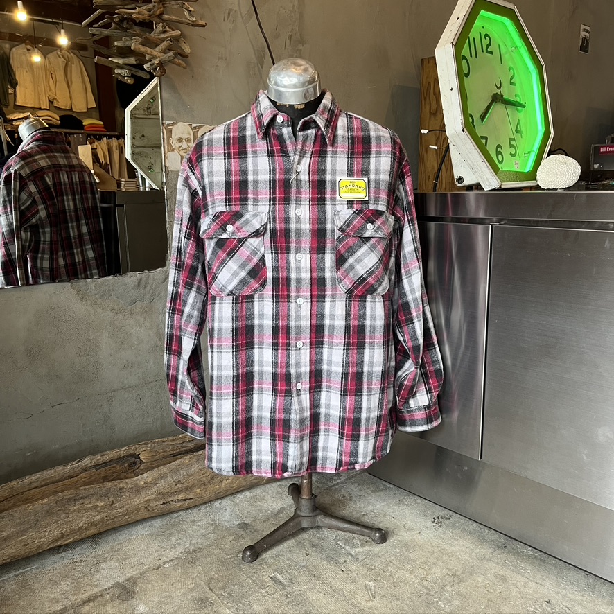 VINTAGE HEAVY FLANNEL SHIRT WHITE BUTTON