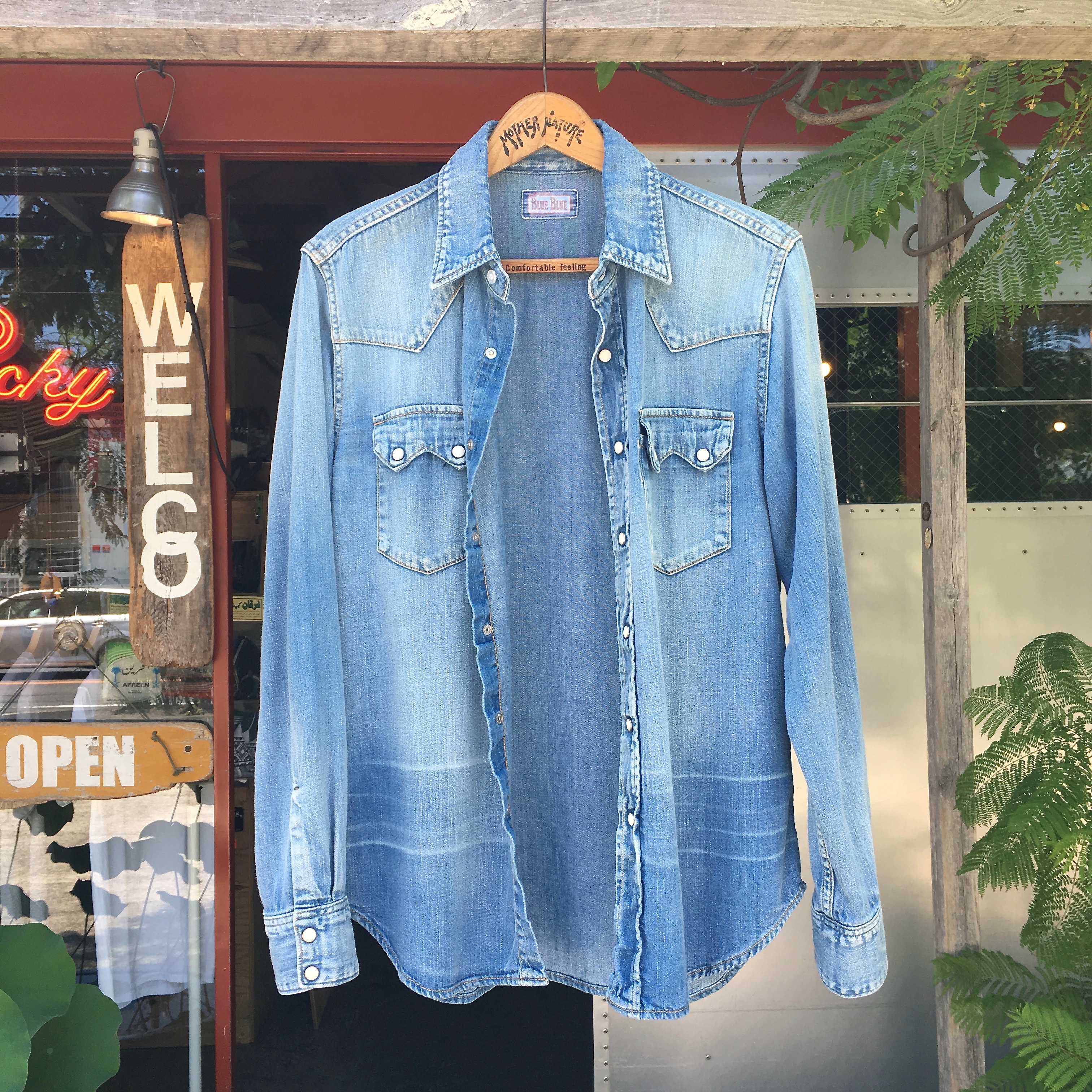 BLUE BLUE : ライトデニム ランチウォッシュ ウエスタンシャツ
