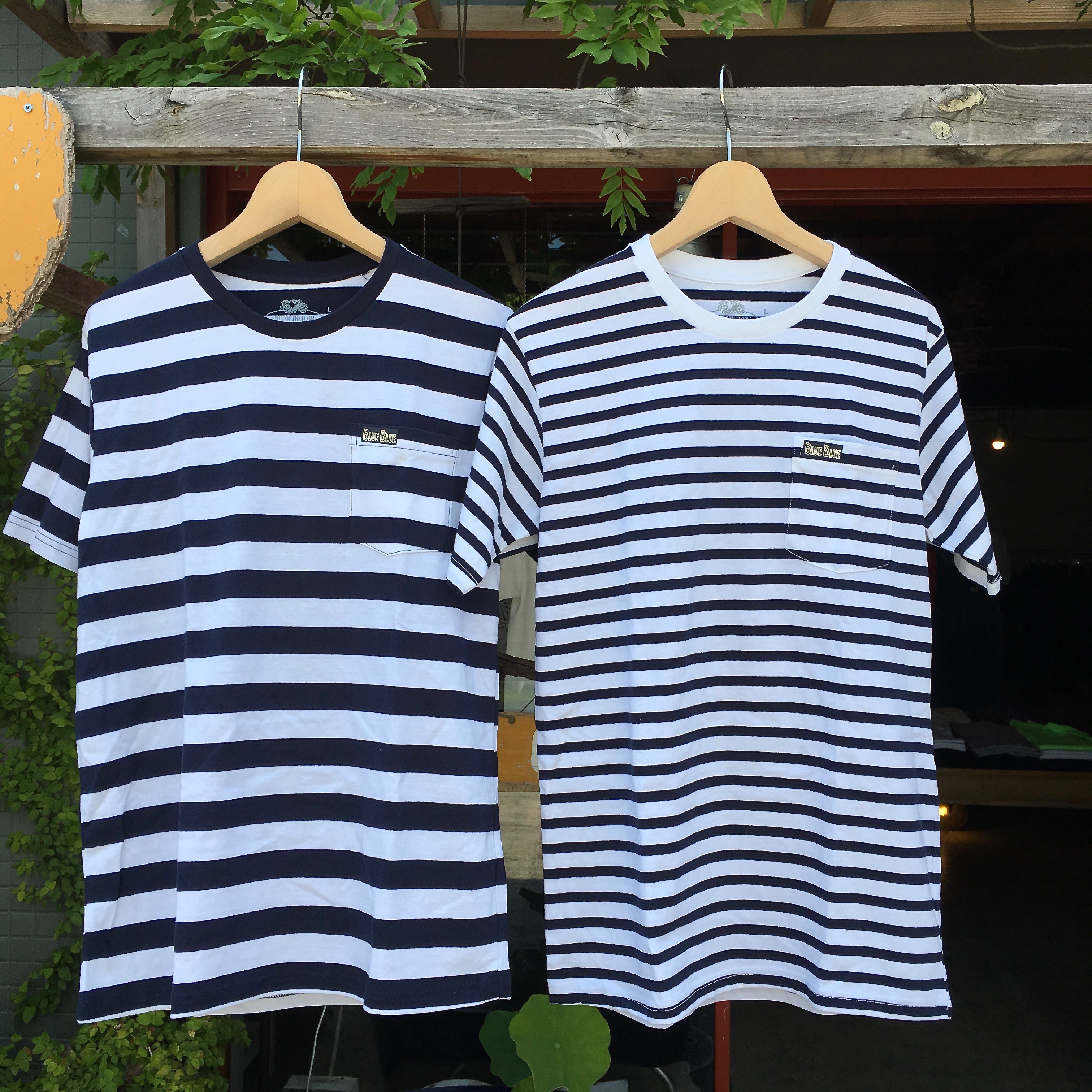  FRUIT OF THE LOOM BLUE BLUE : BORDER POKET T