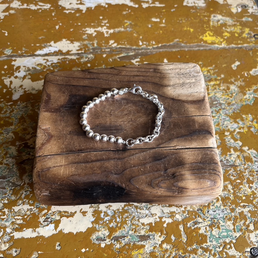 FEDERICO SILVER : Beads chain and oval rolo chain