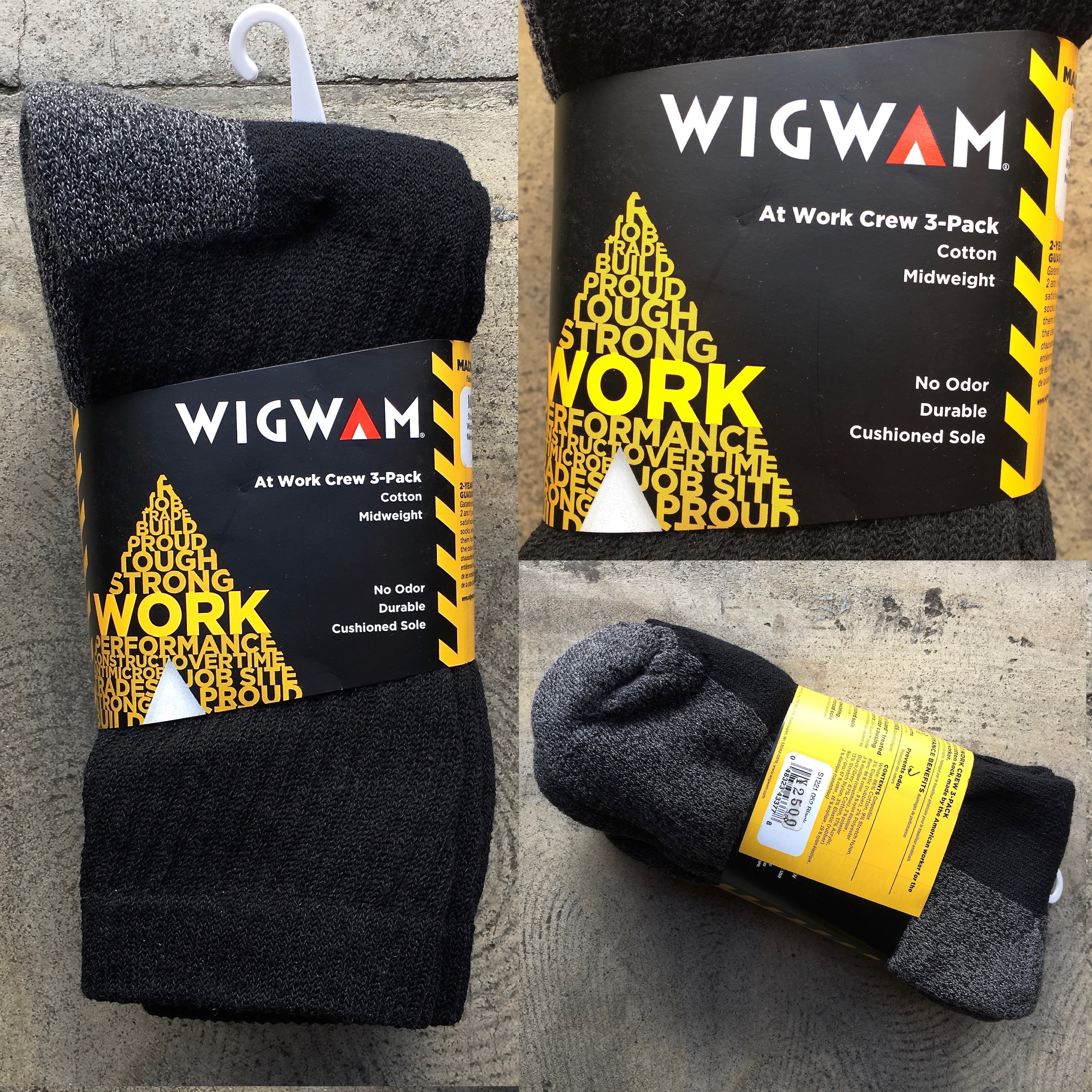 Wigwam Mills Inc : AT WORK CREW BOOTS SOCKS 3-PACK