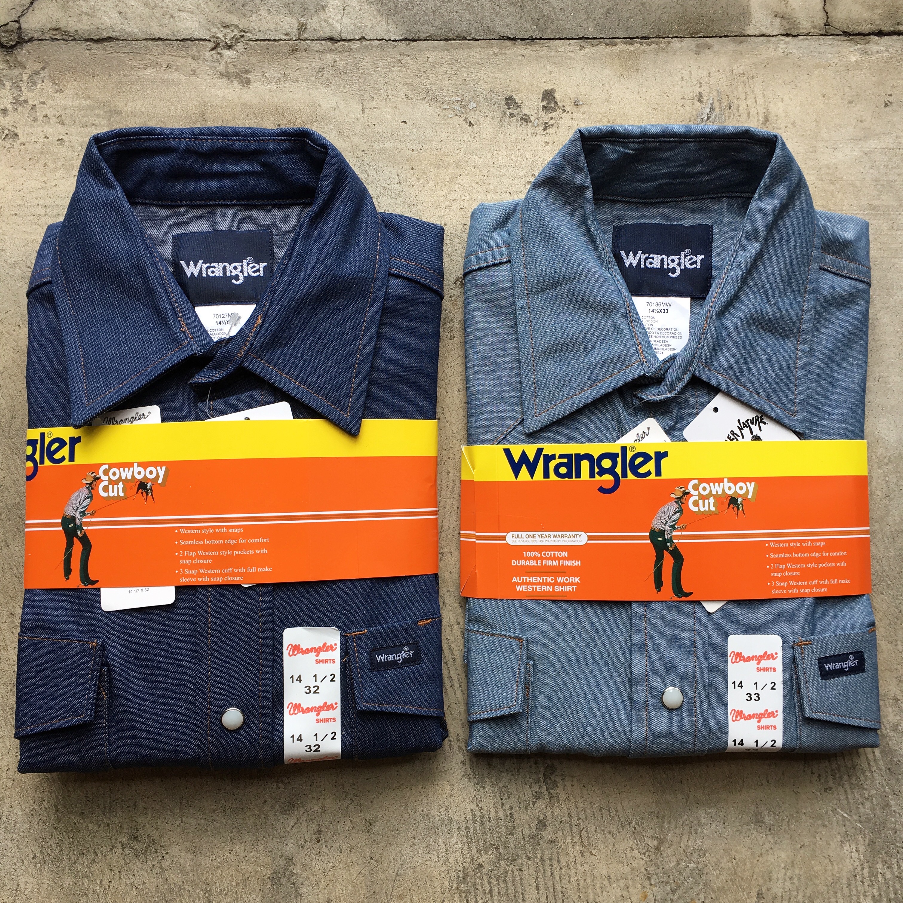 WRANGLER : COWBOY WORK WESTERN COTTON CHAMBRAY