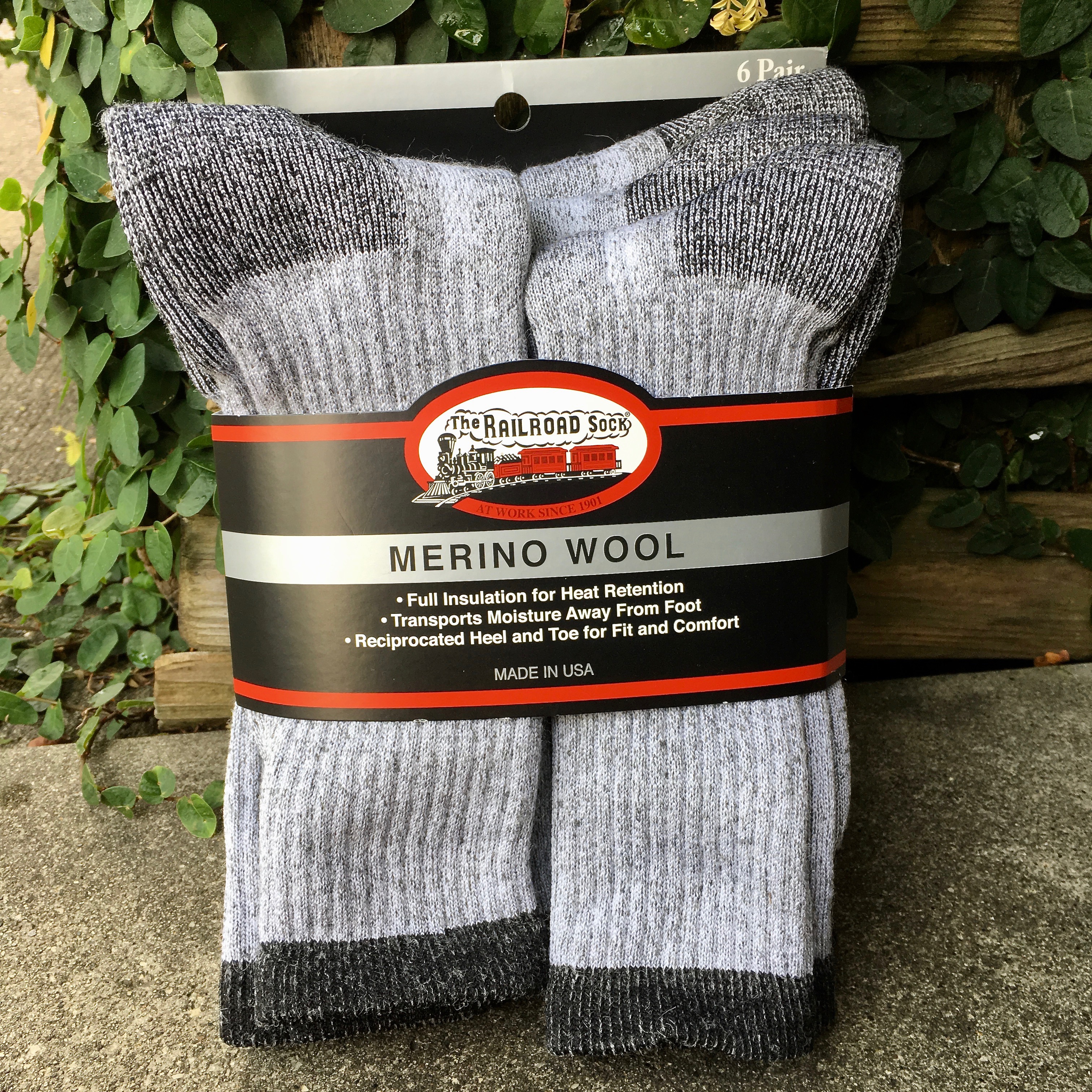 RAILROAD SOCKS : 6PAIR WOOL HANGER PACK SOCKS 