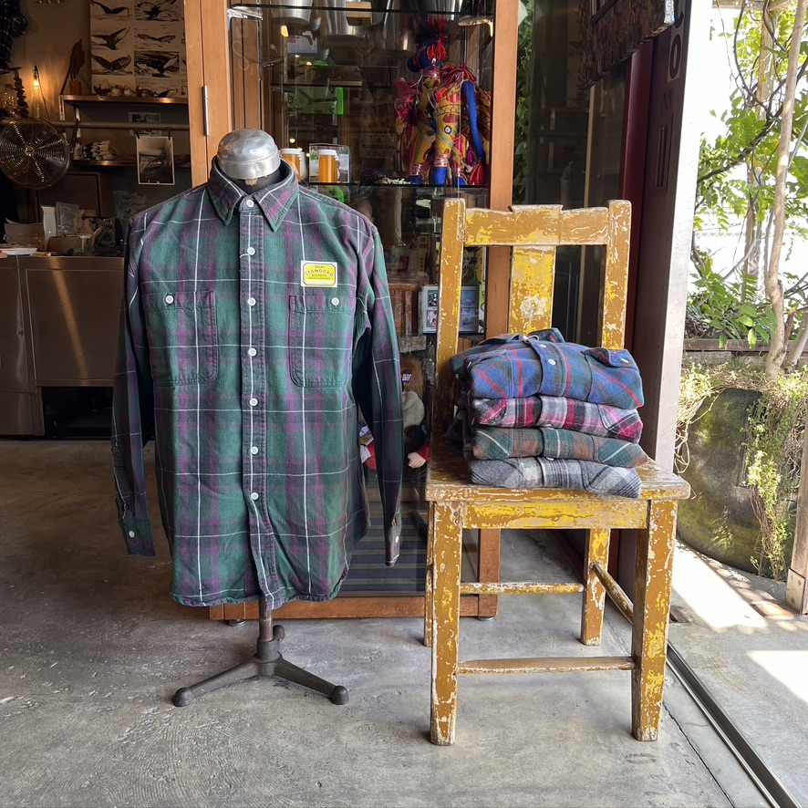 VINTAGE HEAVY FLANNEL SHIRT WHITE BUTTON