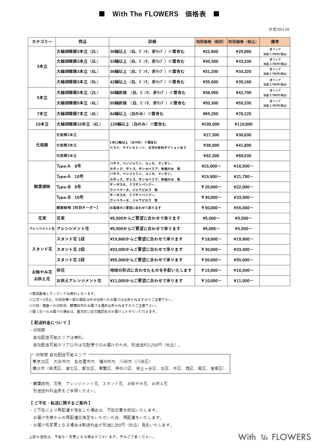 価格改定のお知らせ