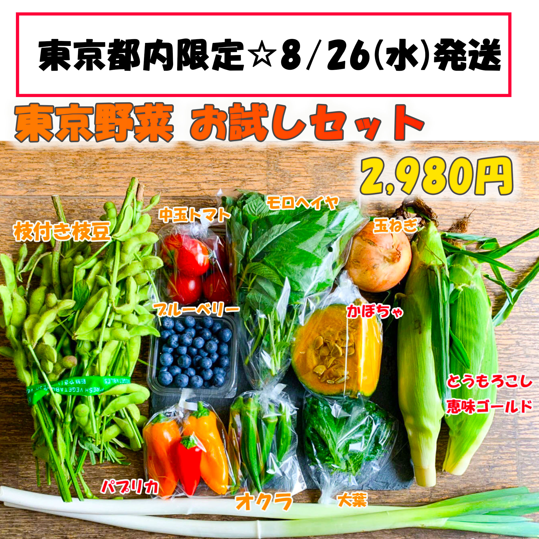 【再販のお知らせ☆8/26(水)発送！旬の東京野菜セット 2,980円】　