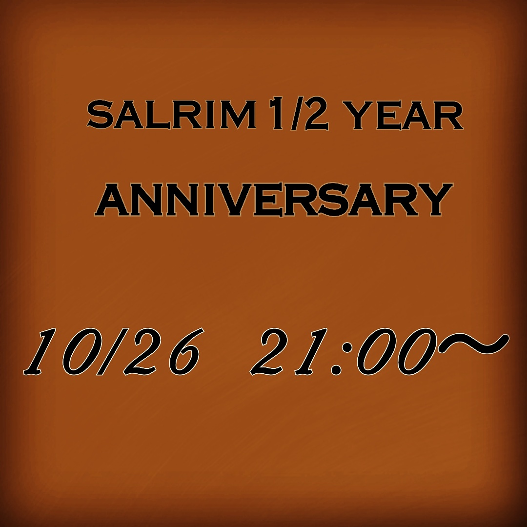 本日26日、21時～【salrim1/2year anniversary】特別販売開始！