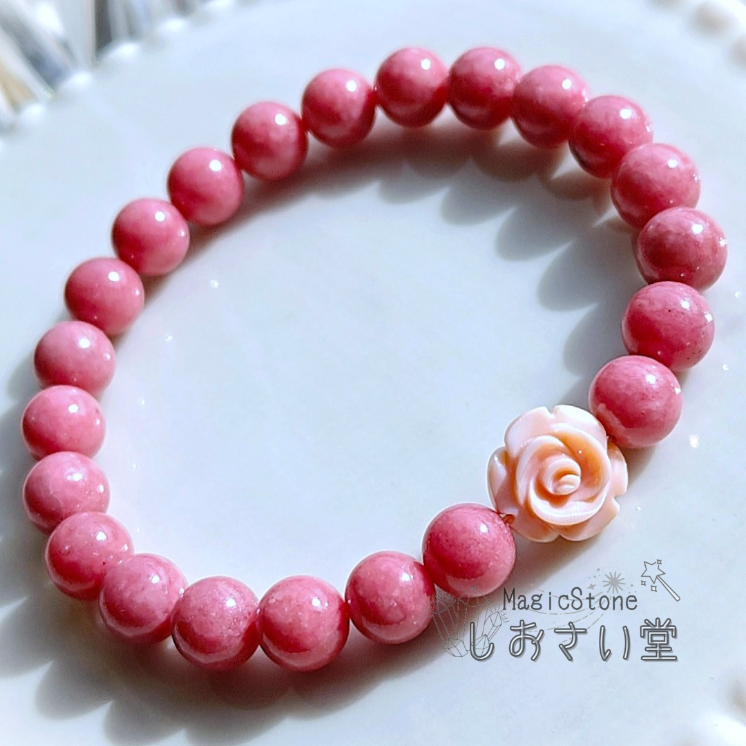 こっくりピンク💓あたたかな色あいのロードナイトのブレスレットを追加しました
