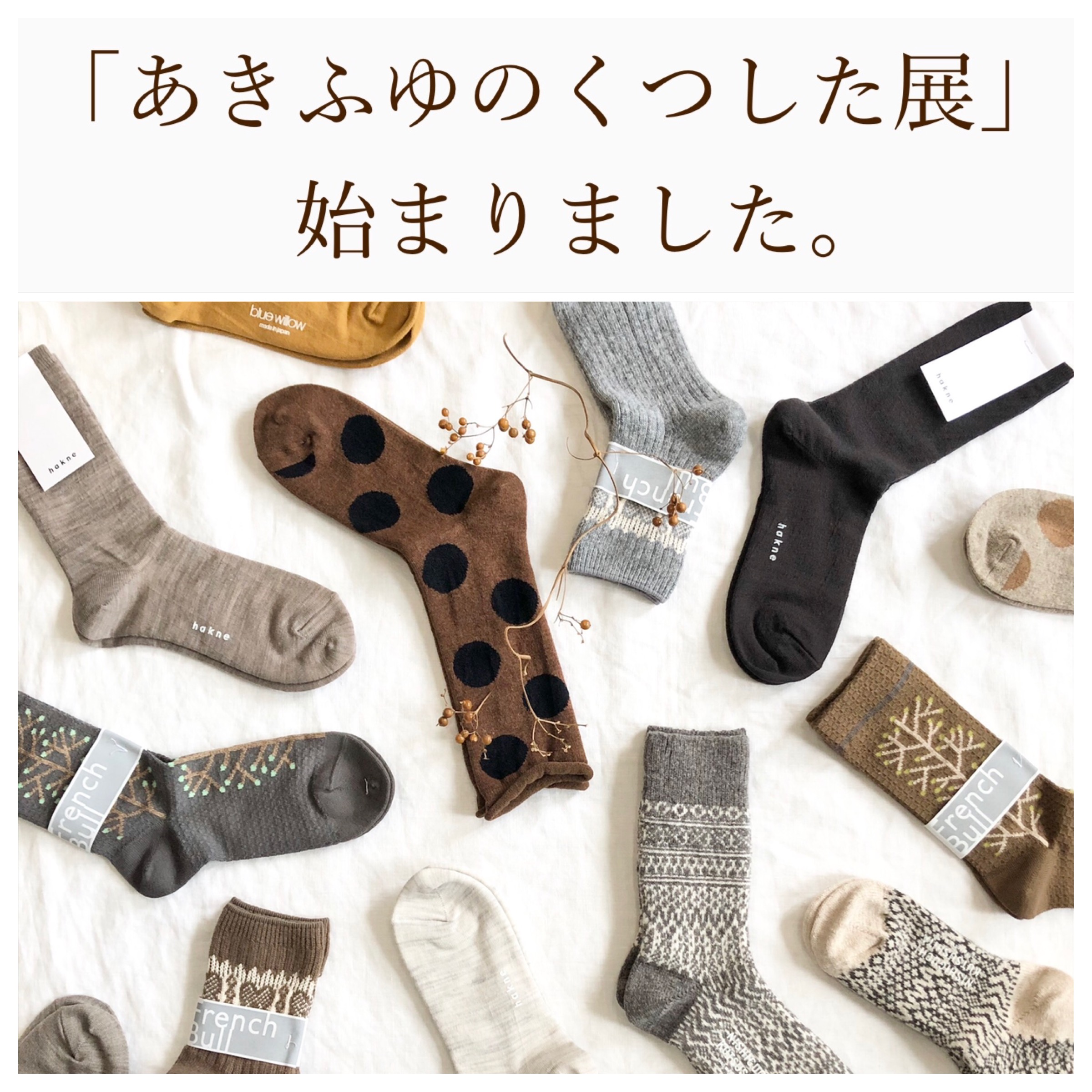 ・・｢あきふゆのくつした展｣スタートしました・・