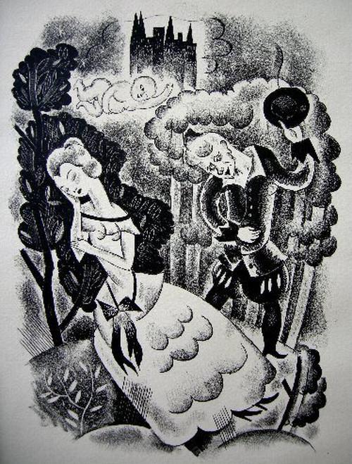 ペローの童話集「巻き毛のリケ」1928年制作　木版画はモダンなアール・デコスタイル