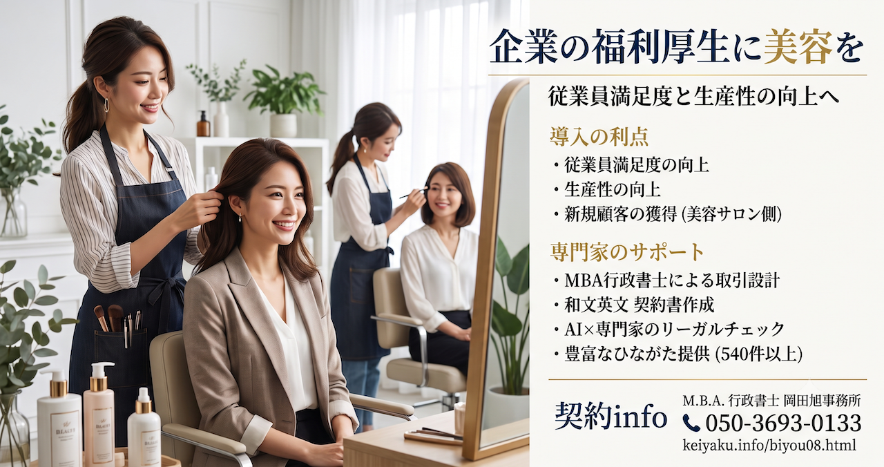 契約info＞「福利厚生としての美容業、契約書の作成｜美容院、理容室」のページを追加しました。