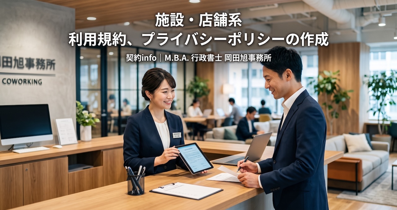 契約info＞「施設・店舗系 利用規約、プライバシーポリシーの作成」のページを追加しました。