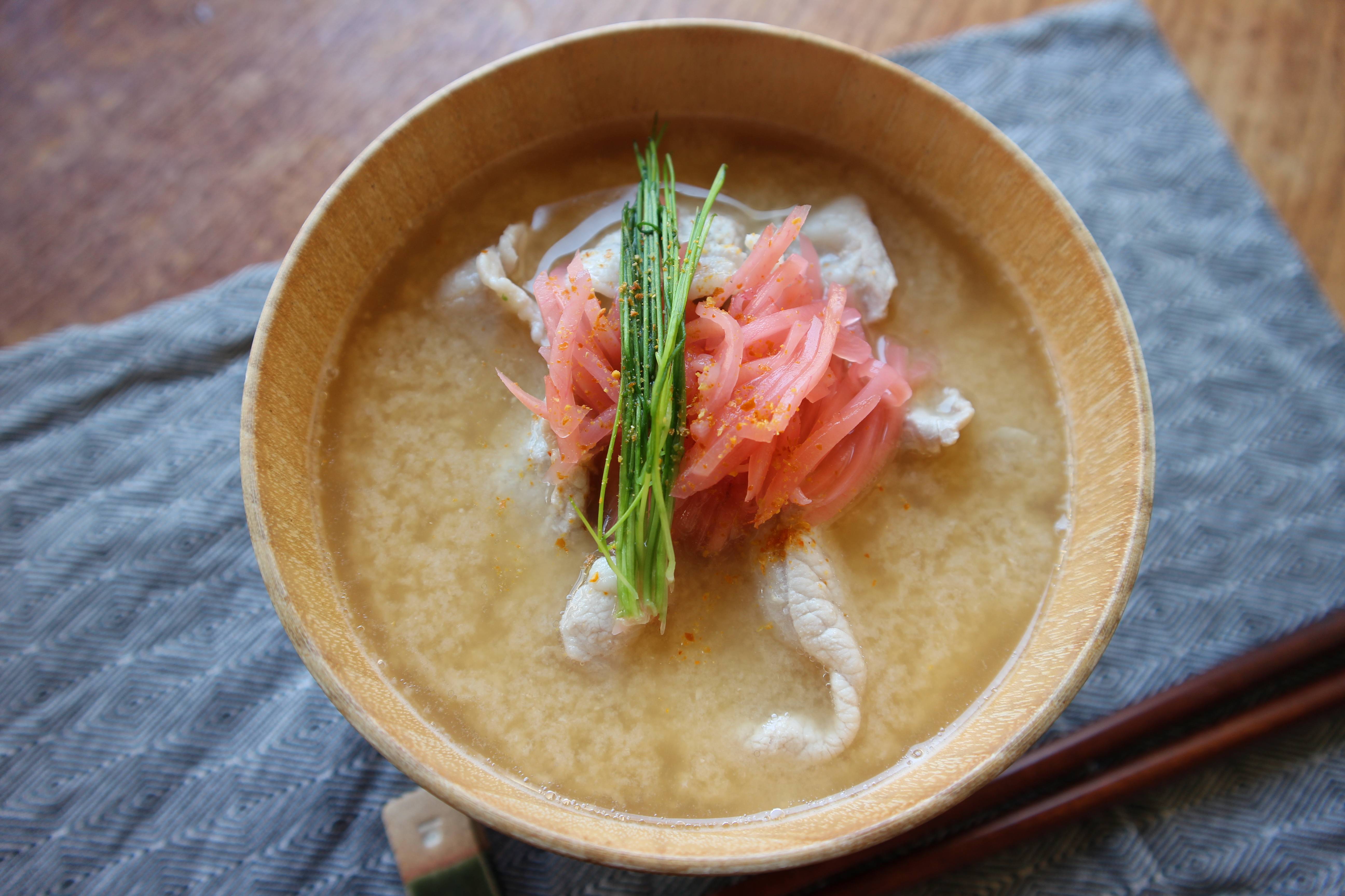 紅生姜のお味噌汁〜豆乳冷しゃぶ風〜