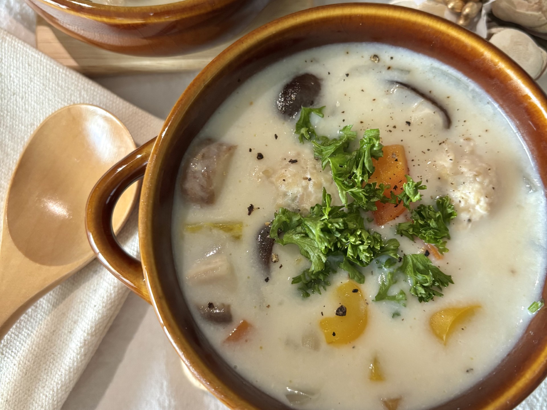 【レシピ】鶏団子の塩糀クリームスープ