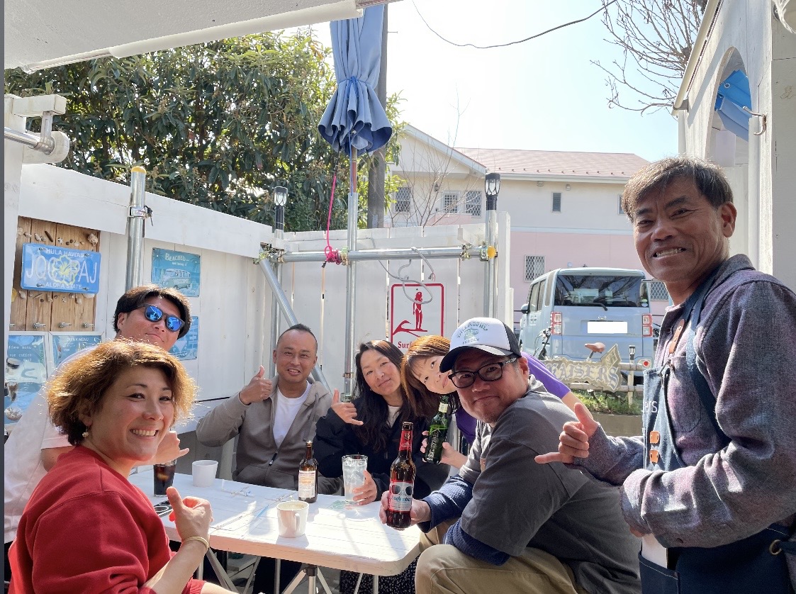 テラスで座談会