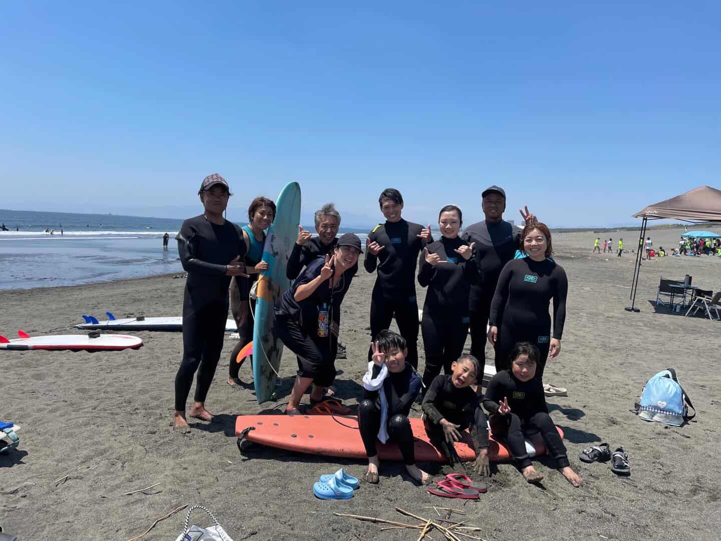 週末は3familyの合同サーフィンスクール