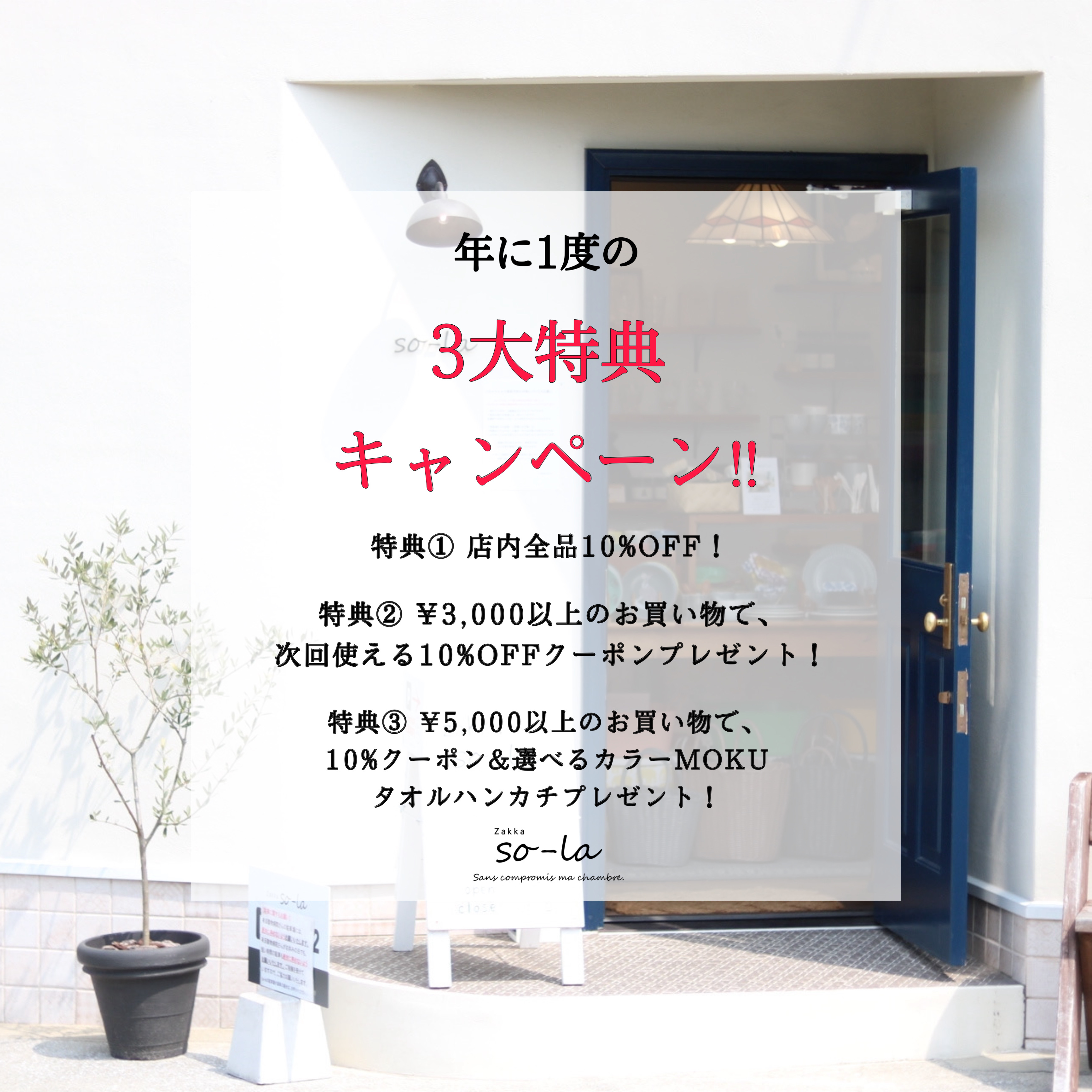 実店舗限定 3大特典キャンペーン SALE