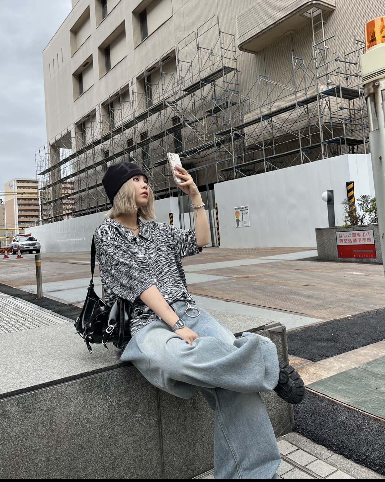 ニットならではの柄模様が韓国っぽさをプラス🖤