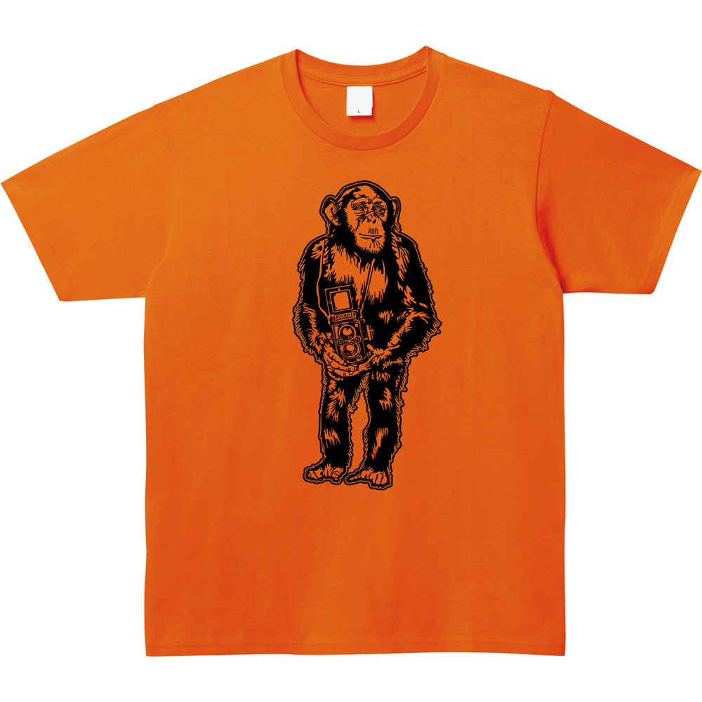 【ユニークTシャツ】カメラを構えるチンパンジー！？夏の主役はこれに決まり！