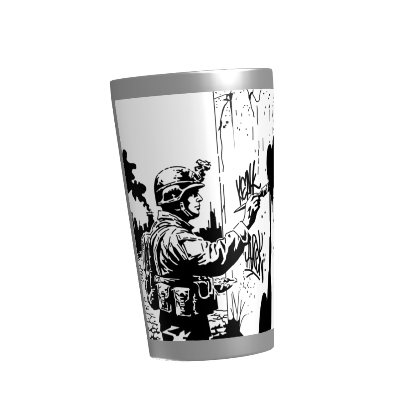 「戦争の壁にハートを❤️」バンクシー風アートが光る機能性タンブラー✨