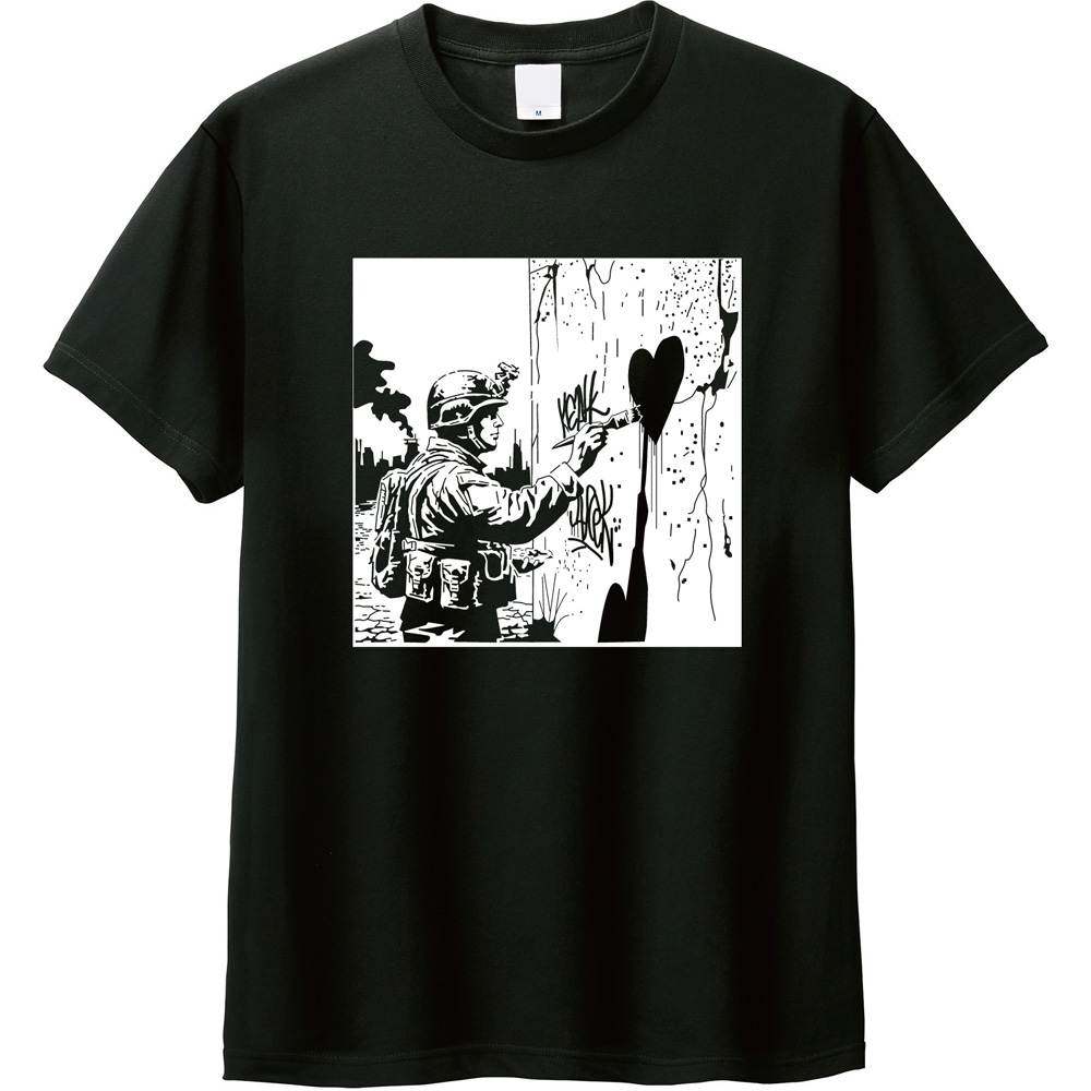 🎨【進化版Banksy風】Peace Soldier Tシャツ(B)登場!スクエアアートで魅せる平