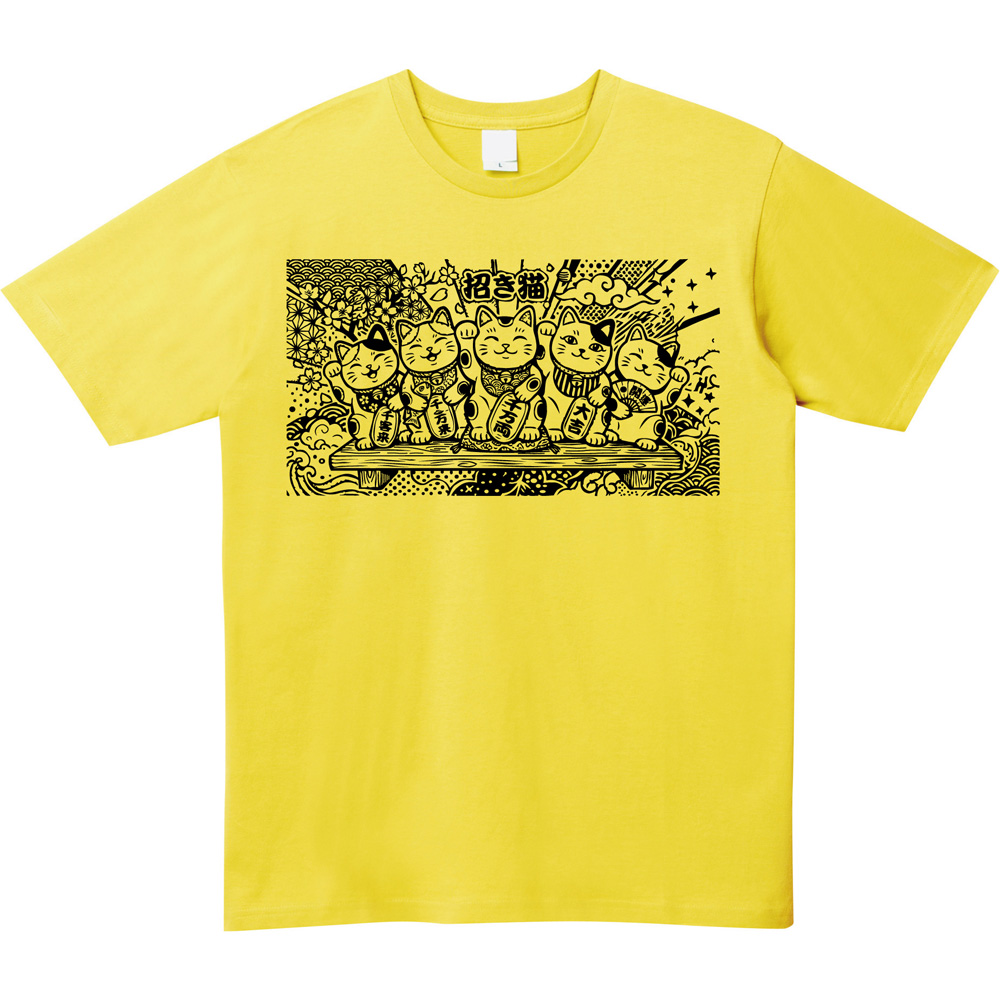 浮世絵風✨開運ストリート招き猫Tシャツ🏮