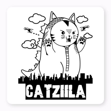 【新作登場】怪獣×猫のかわいい最強コンビ！キャットジラロゴステッカーが登場！