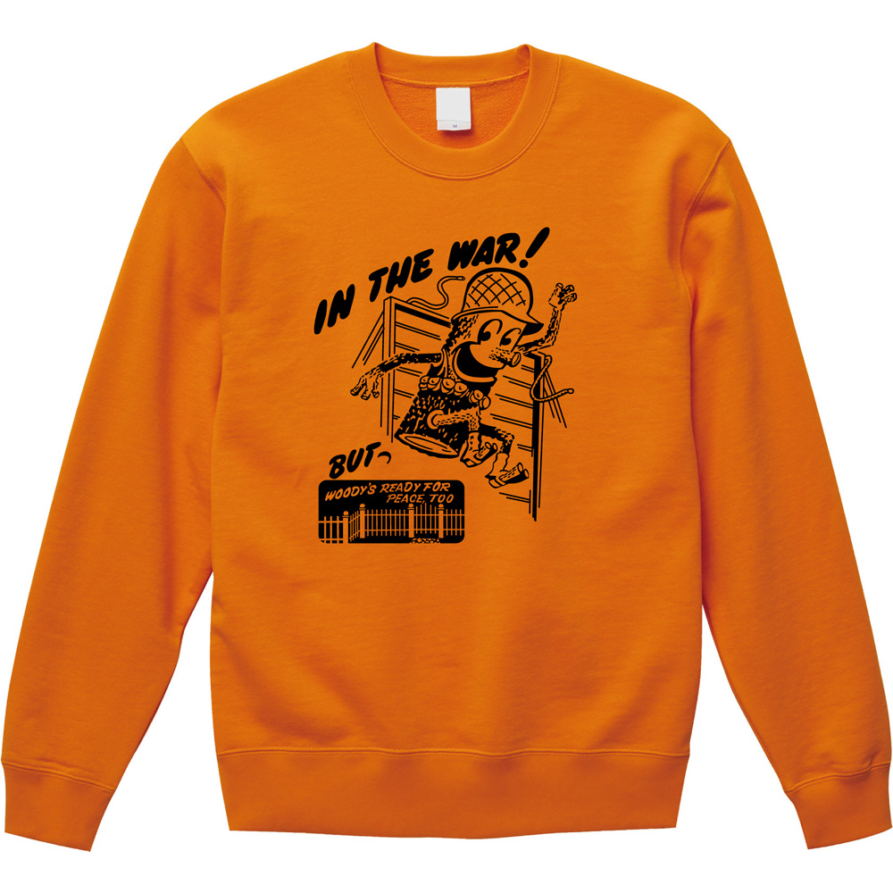 裏パイルスウェット | レトロ兵士Woodyの平和メッセージ | ヴィンテージ風トレーナー