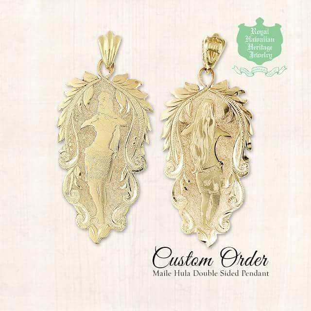 Maile Hula Double Side Pendant