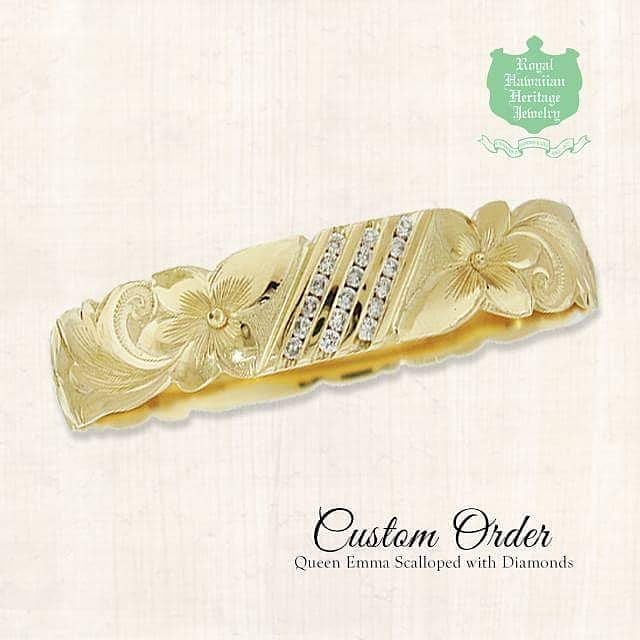 Custom Order Queen Emma Scalloped with Diamonds