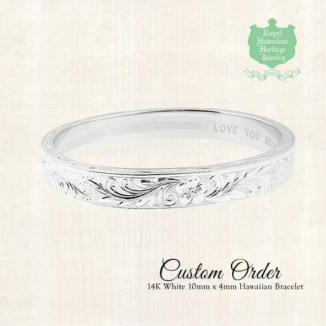 14K White10mmx4mmHawaiianBracelet  ロイヤルハワイアンヘリテイジ