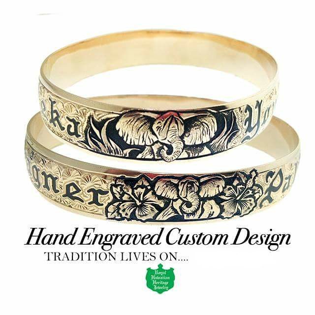 Hand Engraved Custom Design ロイヤル ハワイアン ヘリテイジ ジュエリー