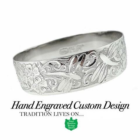 Hand Engraved Custom Design ロイヤル ハワイアン ヘリテイジ ジュエリー