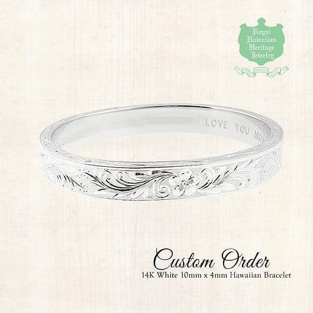 14K White 10mm x 4mm Hawaiian Bracelet