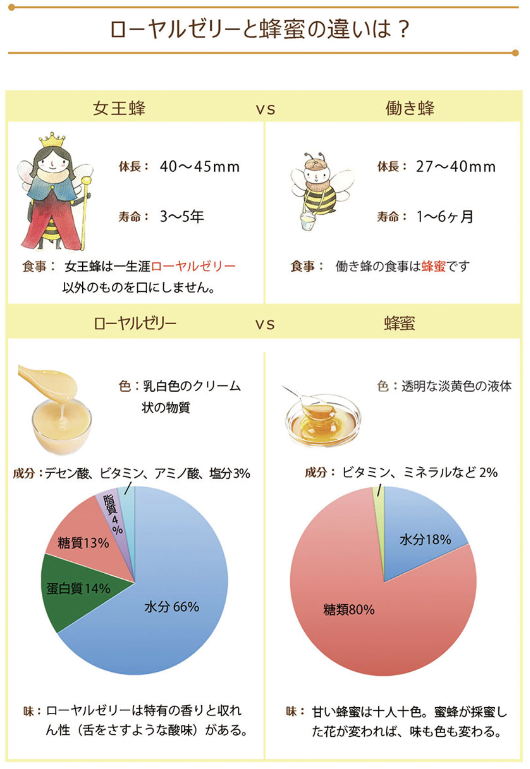 ローヤルゼリーとはちみつの違いは？