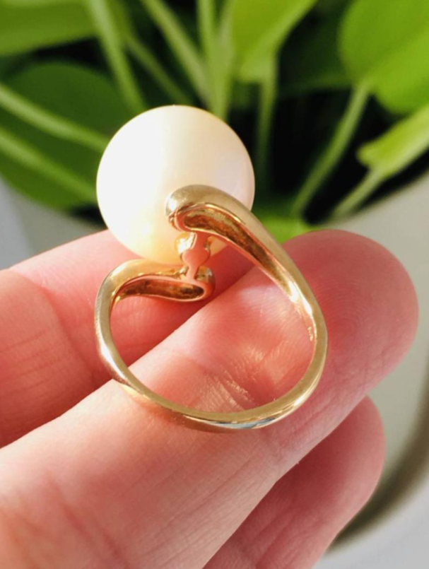K18 リング 真珠 パール 14.1mm 指輪