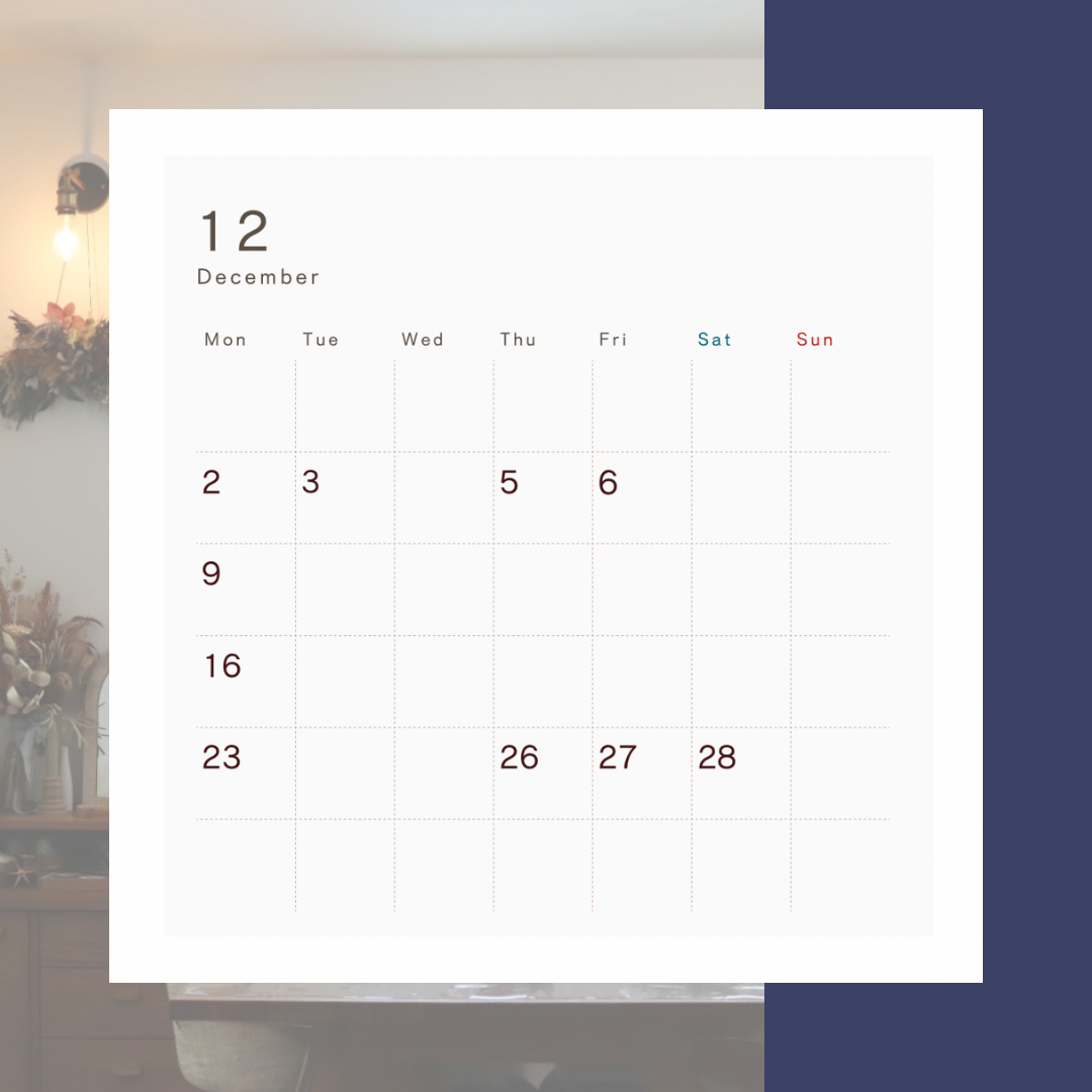 12月schedule