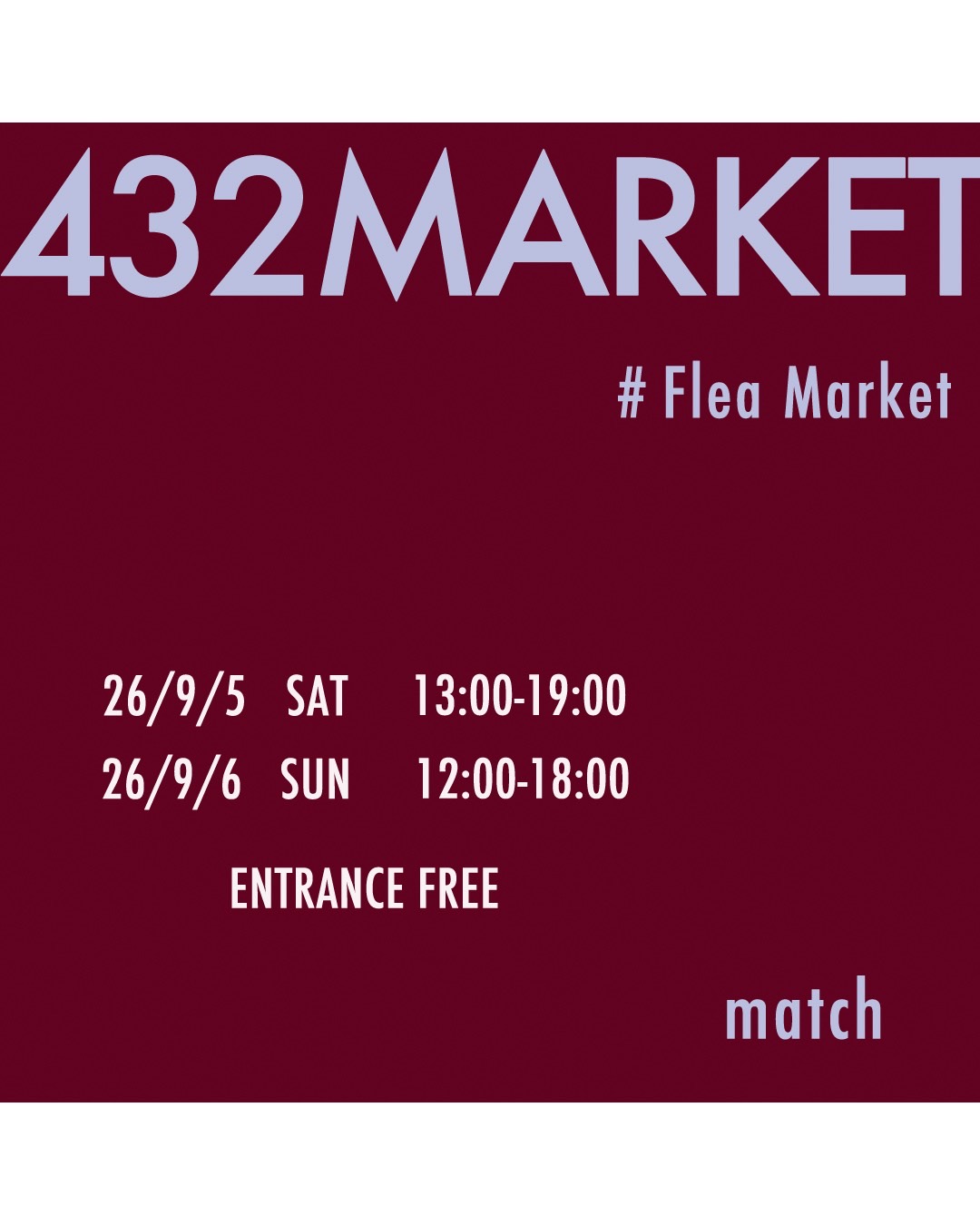 432MARKE flea Market 9/5(土)9/6(日)出店のお知らせ