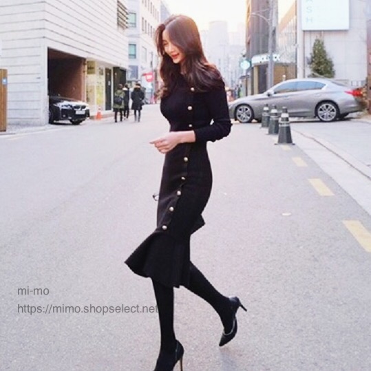 サイドボタンワンピース　リブ　マーメイドライン　販売開始しました！