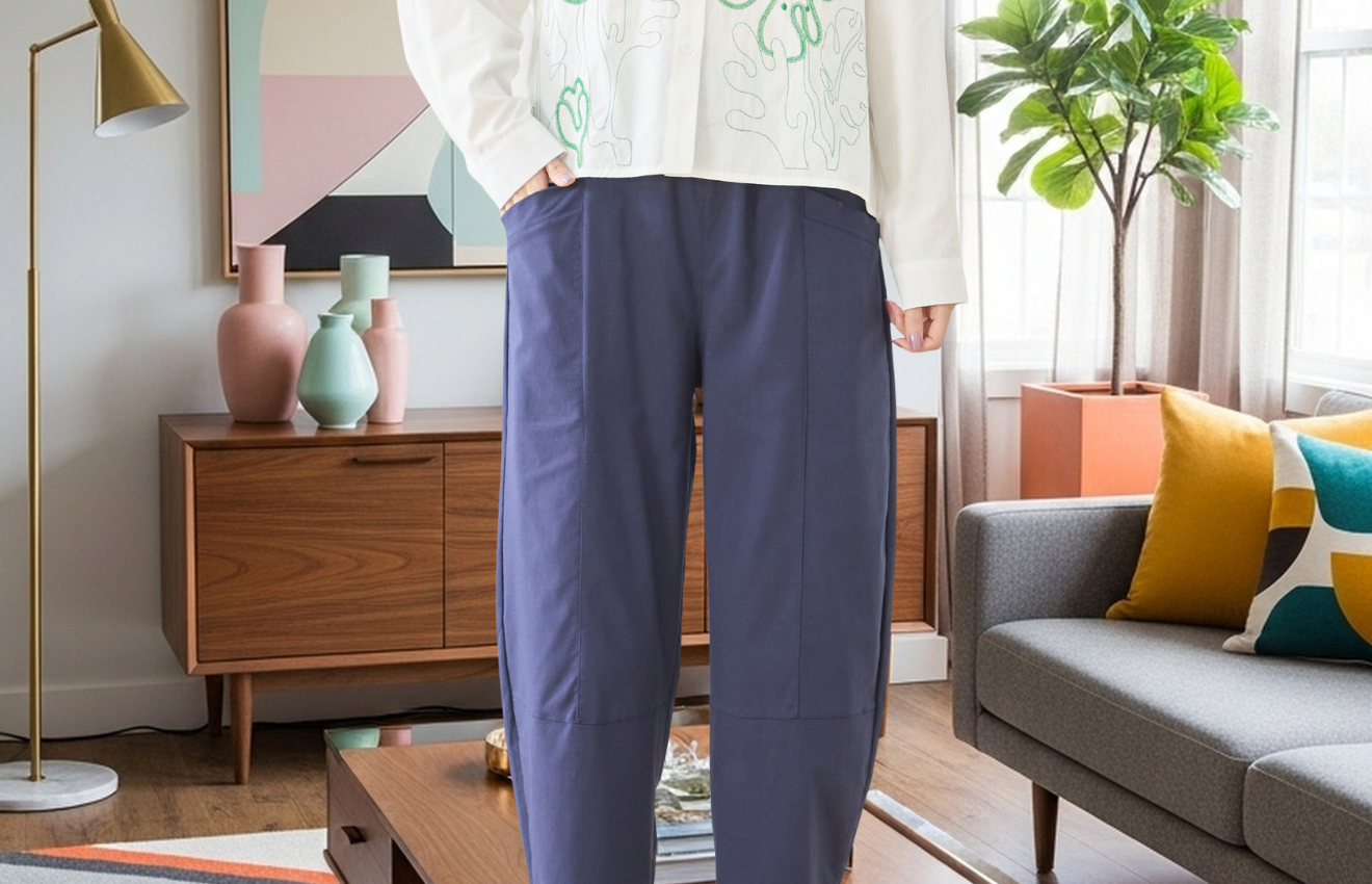 タック入りバルーンシルエットパンツ(M~L) ネイビー