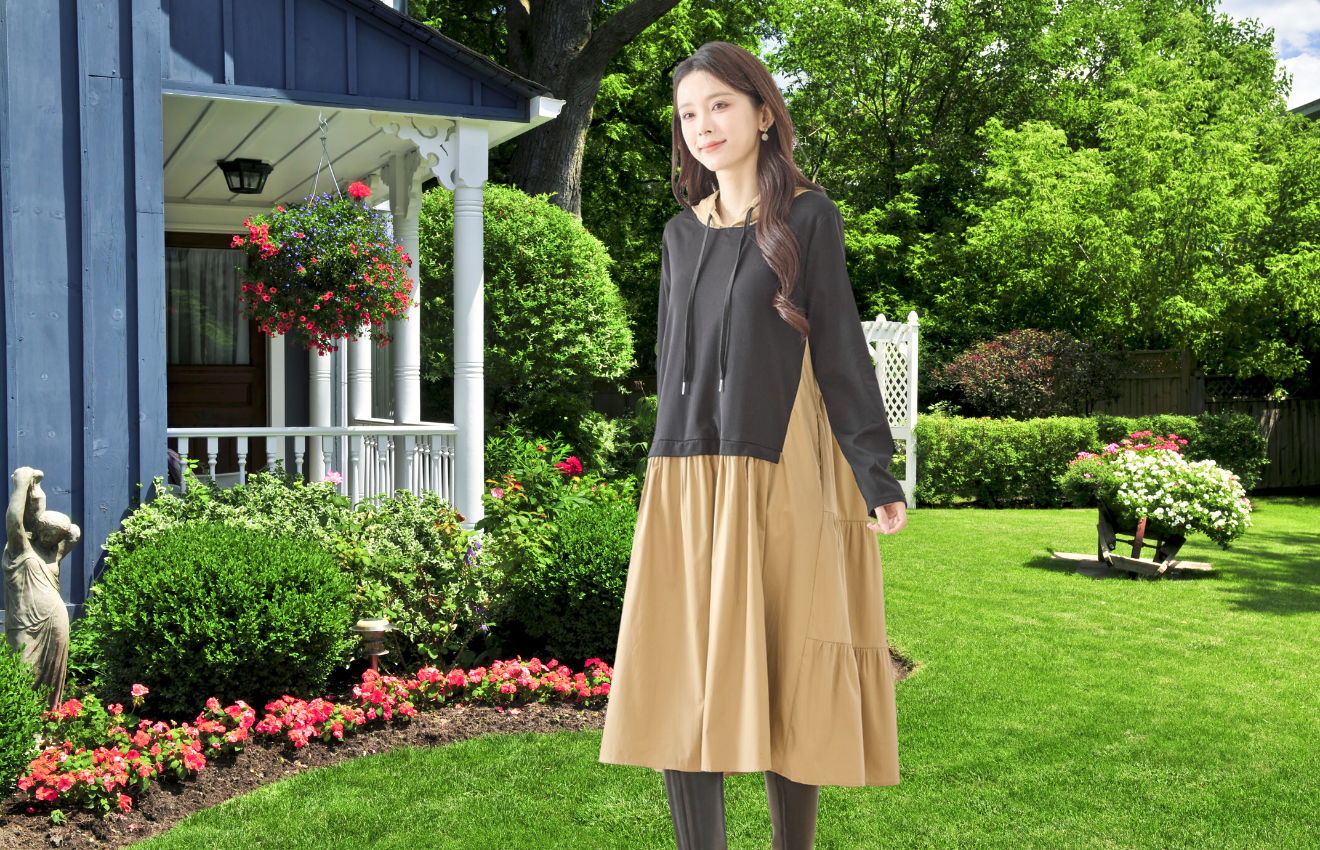 配色フーディーワンピース (M~L)