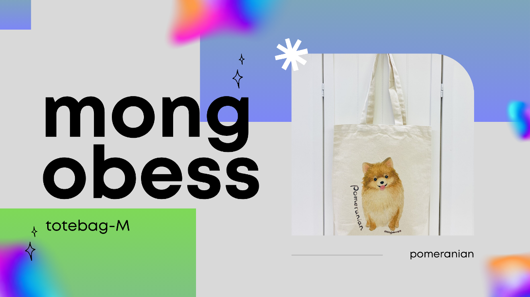 Mongobess モンゴベス A4が入る縦型トートバッグM ポメラニアン犬柄